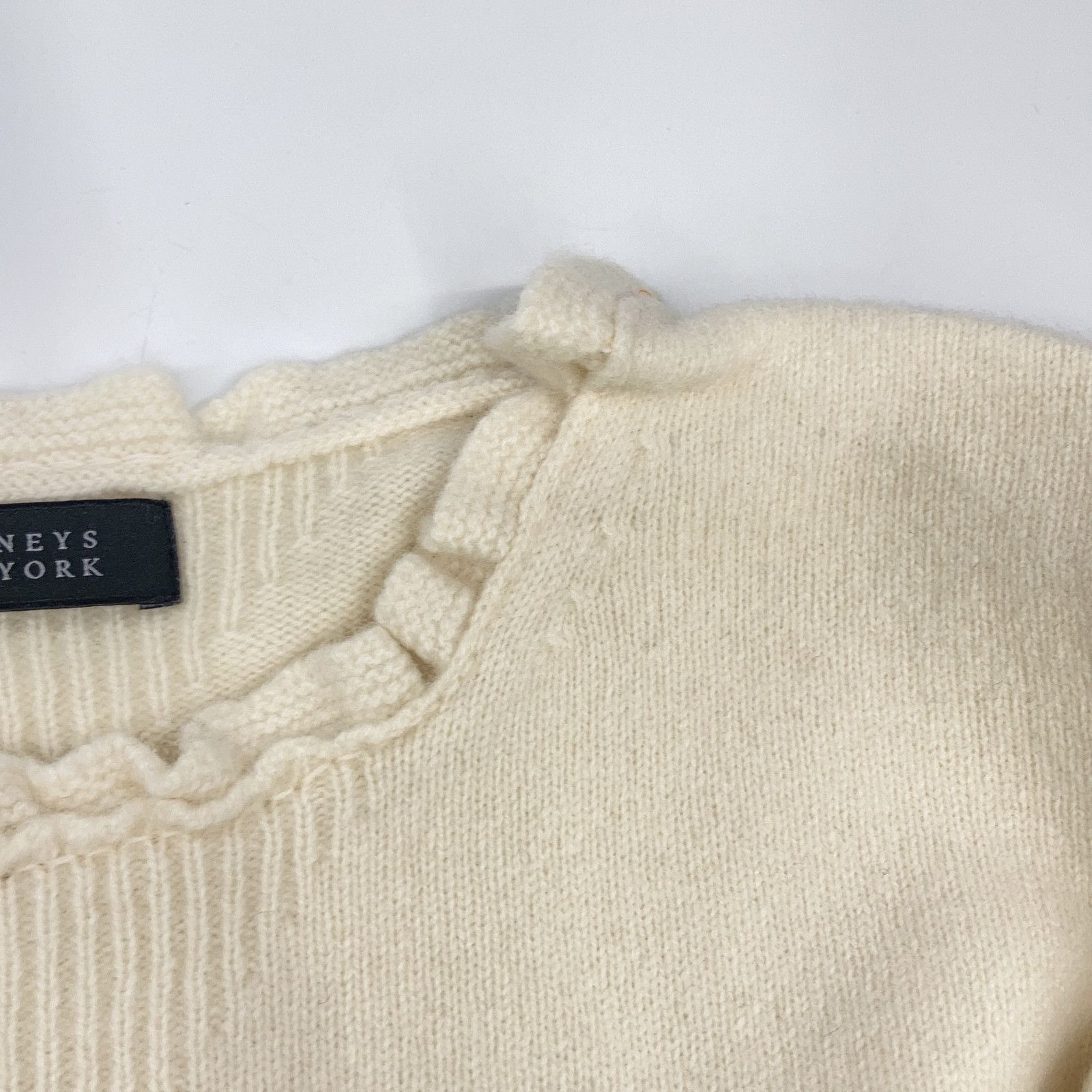 BARNEYS NEWYORK バーニーズニューヨーク アイボリー フリル襟 ウール ニット ワンピース F BARNEYS NEWYORK バーニーズニューヨーク アイボリー フリル襟 ウール ニット ワンピース F