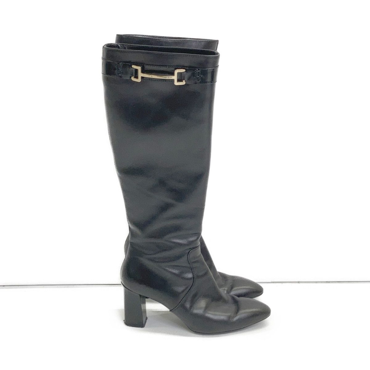 TOD'S　トッズ　ホースビット金具 レザーロングブーツ　38 1/2A