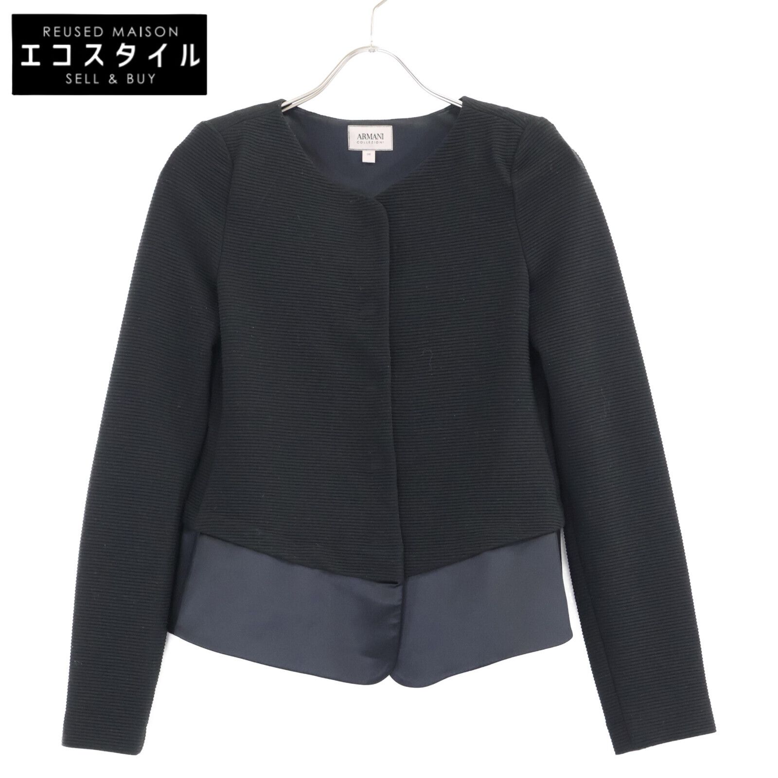 ARMANI COLLEZIONI　アルマーニコレッツォーニ　【美品/国内正規】6YMG67 MJAGZ ノーカラージャケット　38