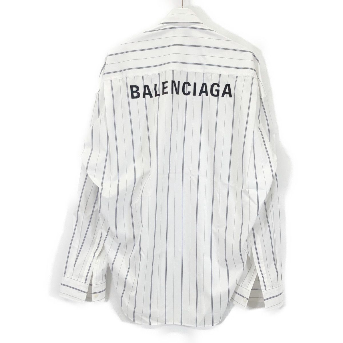 BALENCIAGA　バレンシアガ　23年製 725395 ホワイト ストライプ ボタンダウン ロングスリーブシャツ　34