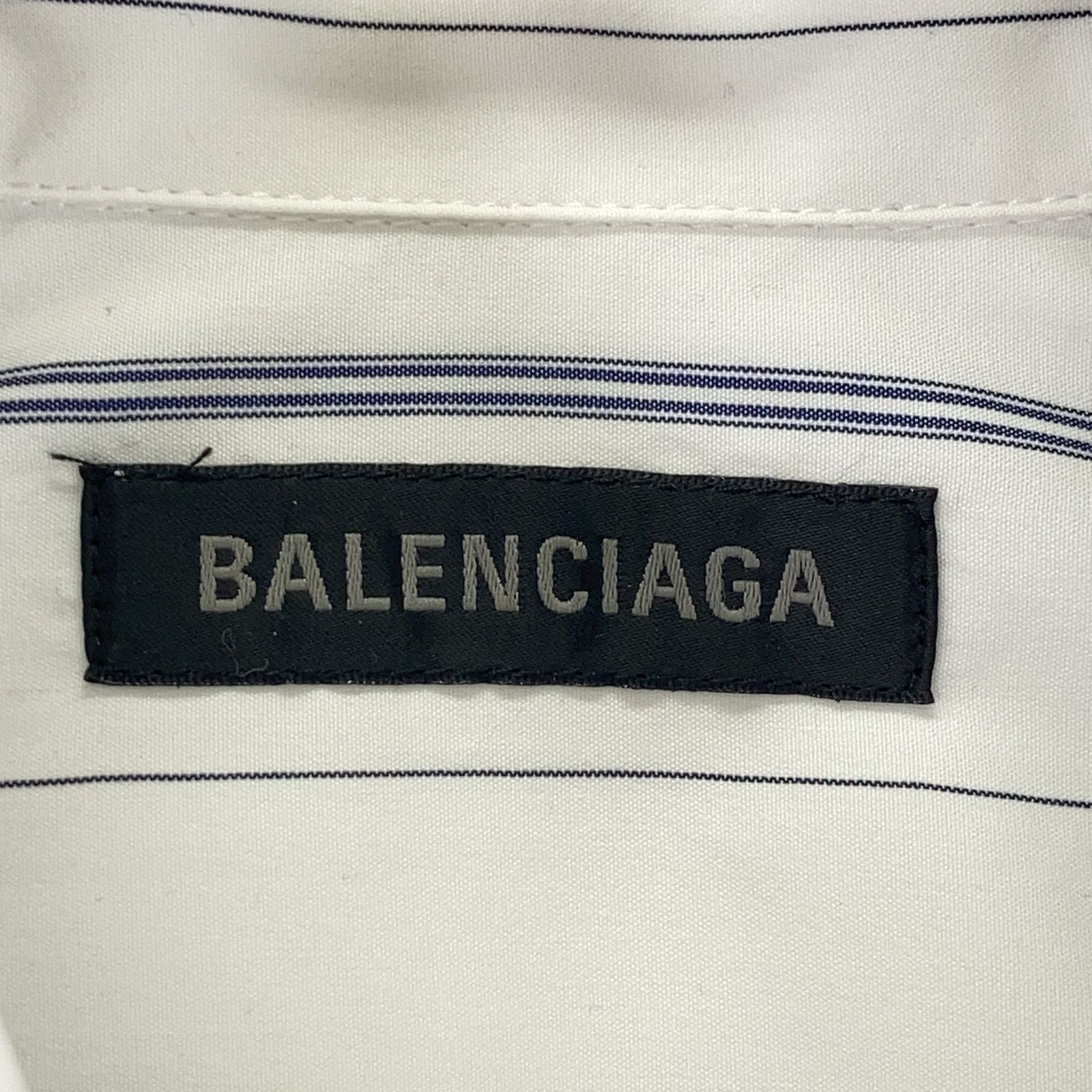 BALENCIAGA　バレンシアガ　23年製 725395 ホワイト ストライプ ボタンダウン ロングスリーブシャツ　34