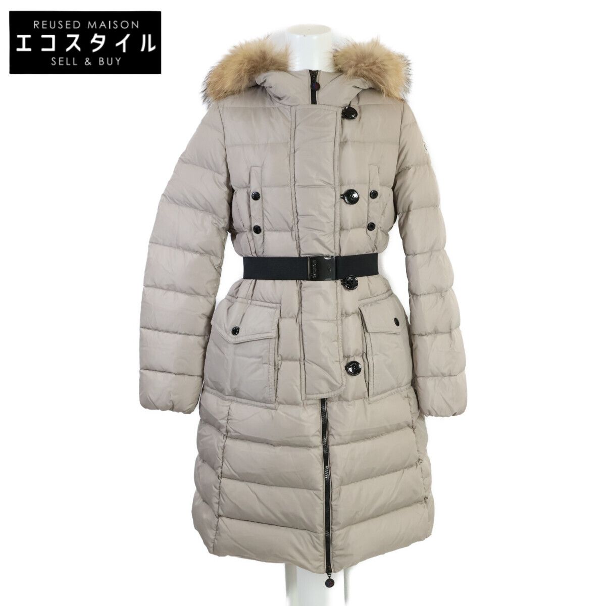 MONCLER モンクレール 【美品】GENEVRIER ジェノブリエ ベルト/ファー付 フーディロングダウン O