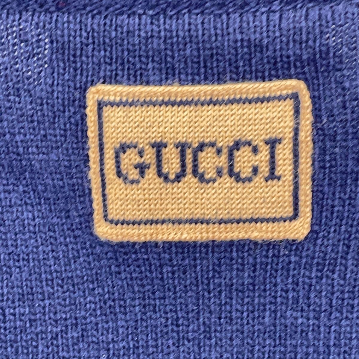 GUCCI グッチ 694786 ネイビーウール100 パッチ ニット セーター L GUCCI グッチ 694786 ネイビーウール100 パッチ ニット セーター L