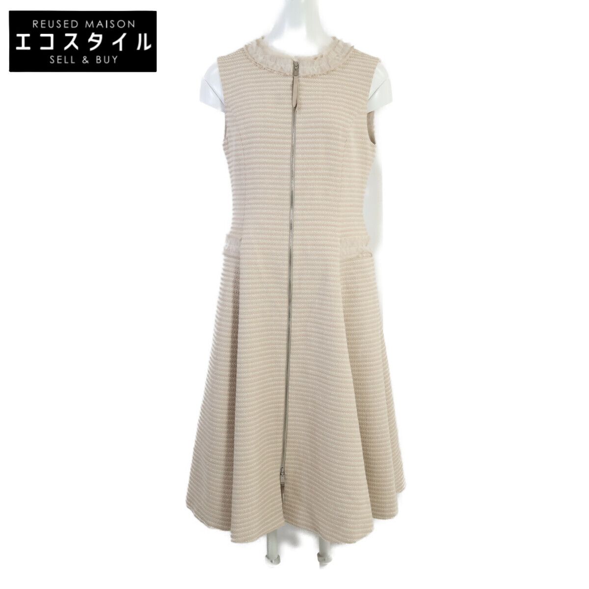 FOXEY　フォクシー　【新品同様/25年製】45486 TWEED FETE フロントファスナー ノースリーブ　40