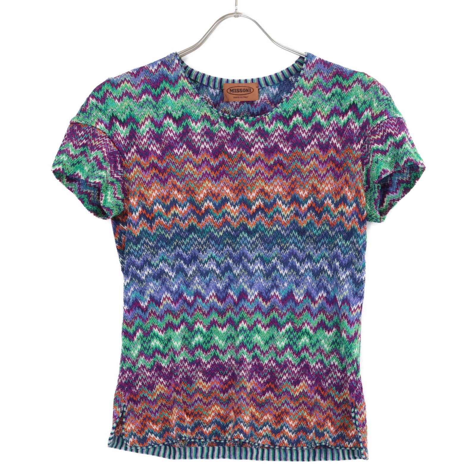 MISSONI ミッソーニ 総柄 半袖ニットセーター/ 42 MISSONI ミッソーニ 総柄 半袖ニットセーター/ 42