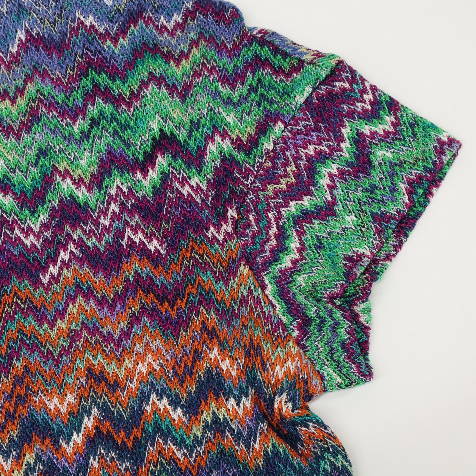 MISSONI ミッソーニ 総柄 半袖ニットセーター/ 42 MISSONI ミッソーニ 総柄 半袖ニットセーター/ 42