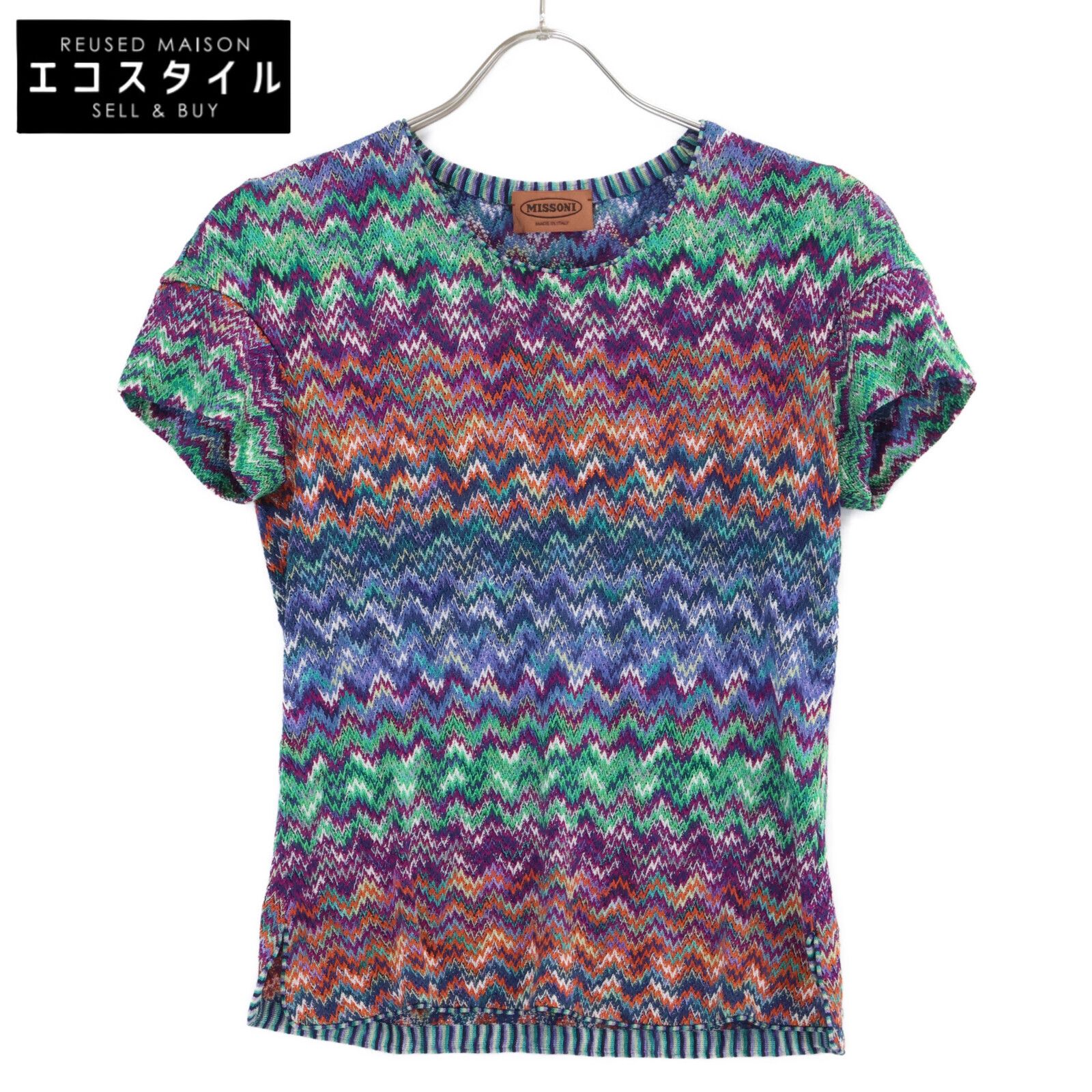 MISSONI ミッソーニ 総柄 半袖ニットセーター/ 42