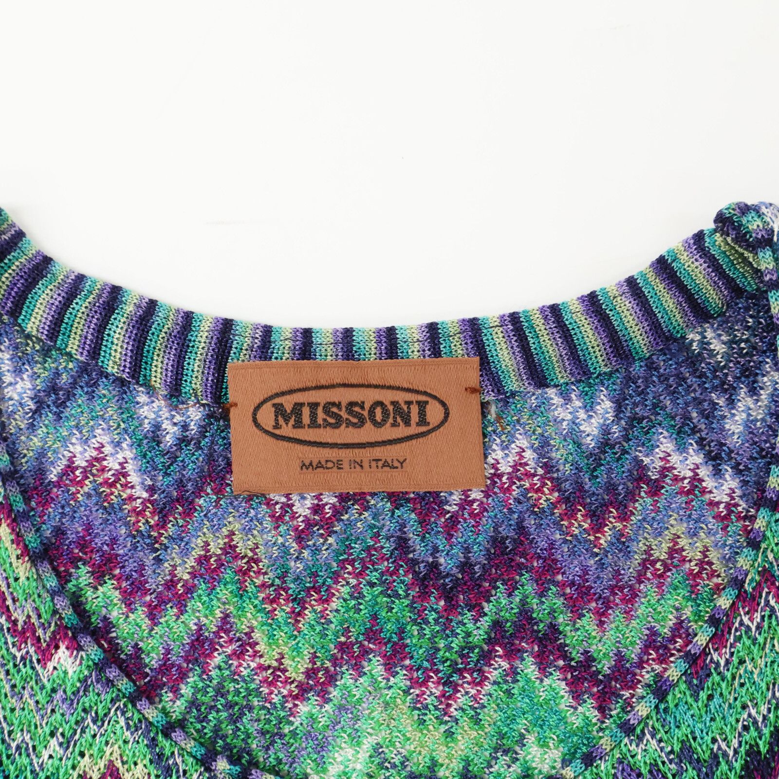 MISSONI ミッソーニ 総柄 半袖ニットセーター/ 42 MISSONI ミッソーニ 総柄 半袖ニットセーター/ 42