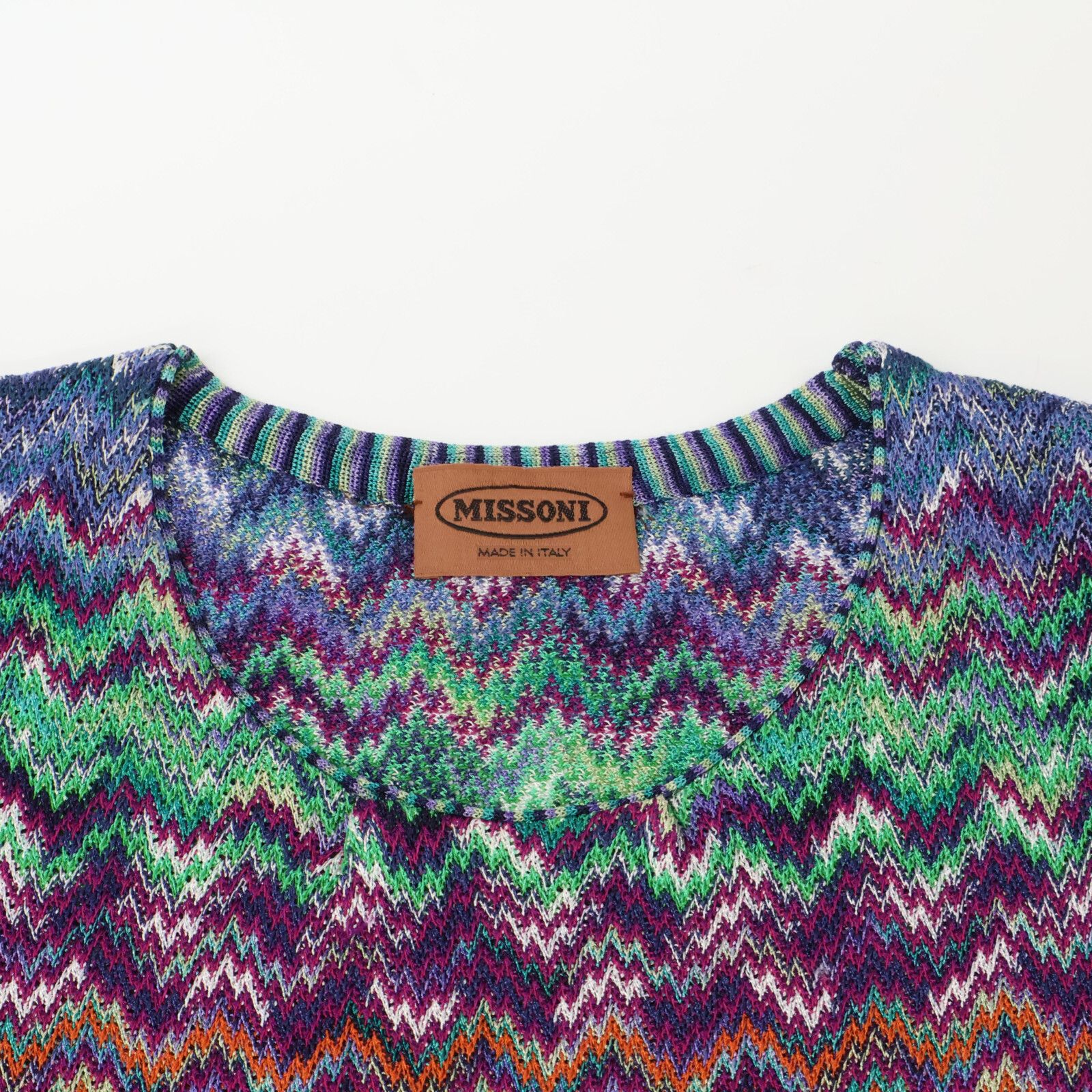 MISSONI ミッソーニ 総柄 半袖ニットセーター/ 42 MISSONI ミッソーニ 総柄 半袖ニットセーター/ 42