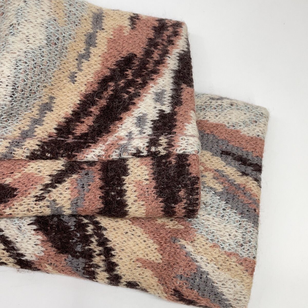 MISSONI　ミッソーニ　123615 ウール×モヘア ベージュ系 マルチカラー ニットジャケット　46