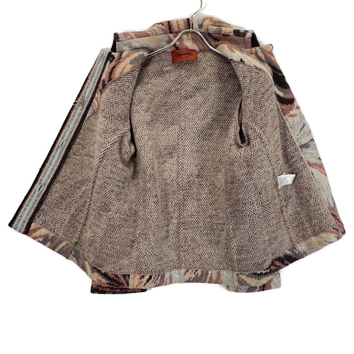 MISSONI　ミッソーニ　123615 ウール×モヘア ベージュ系 マルチカラー ニットジャケット　46