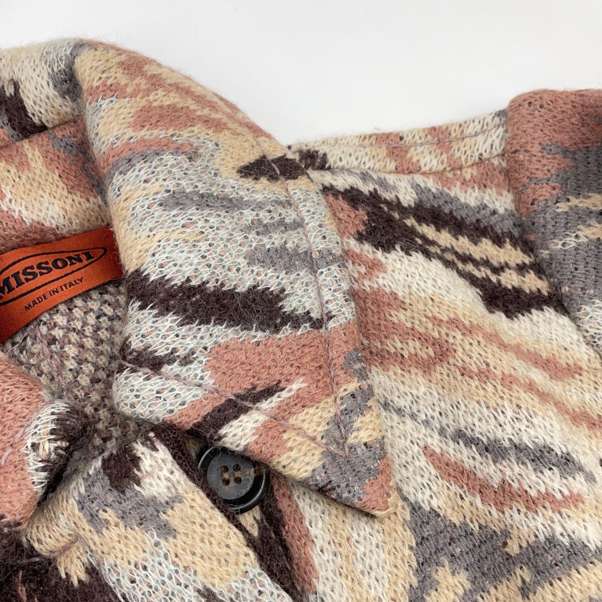 MISSONI　ミッソーニ　123615 ウール×モヘア ベージュ系 マルチカラー ニットジャケット　46