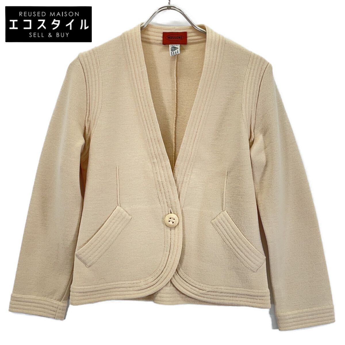 MISSONI　ミッソーニ　ベージュ ウール 1B ジャケット　42