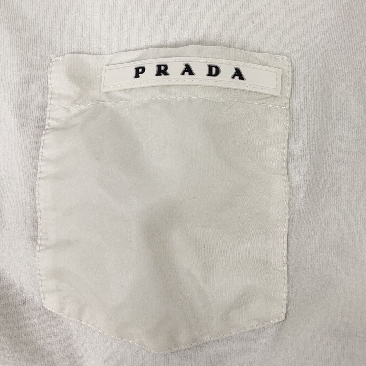 PRADA　プラダ　19年 SJN252 R201 710 ホワイト ポケットロゴ ポロシャツ　L