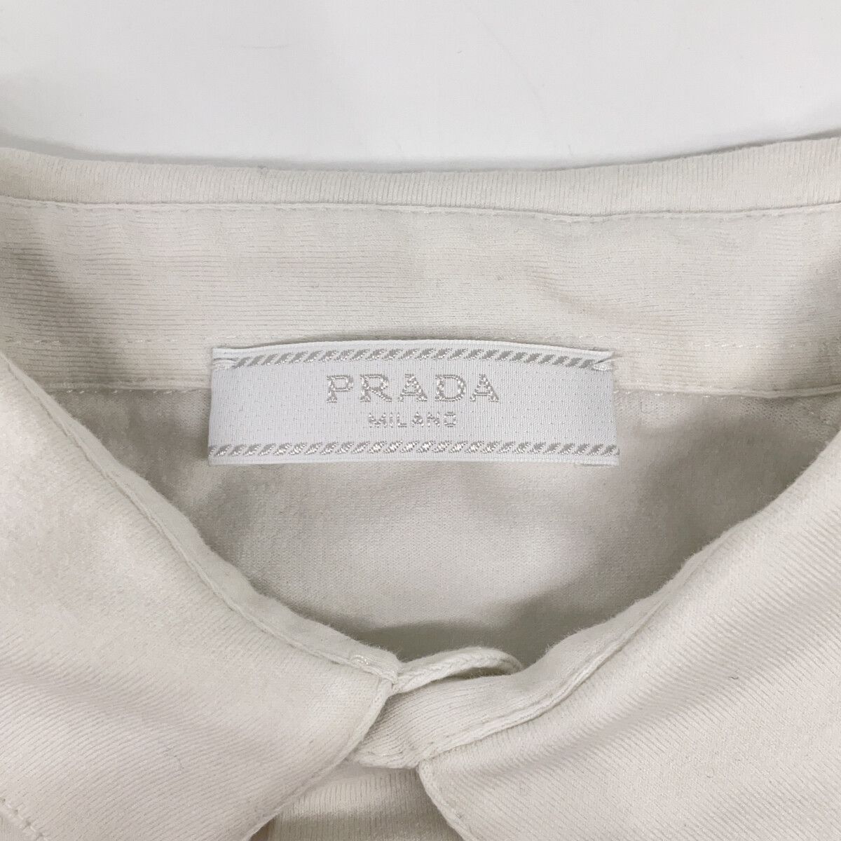PRADA　プラダ　19年 SJN252 R201 710 ホワイト ポケットロゴ ポロシャツ　L