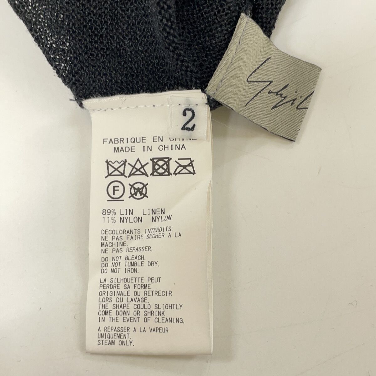 Yohji Yamamoto　ヨウジヤマモト　FS-K22-382 24SS ブラック リネン オーバーサイズショートスリーブシアーニット　2