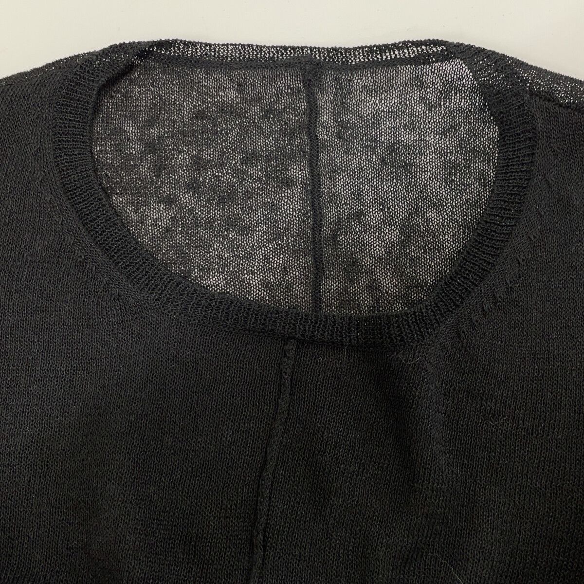Yohji Yamamoto　ヨウジヤマモト　FS-K22-382 24SS ブラック リネン オーバーサイズショートスリーブシアーニット　2