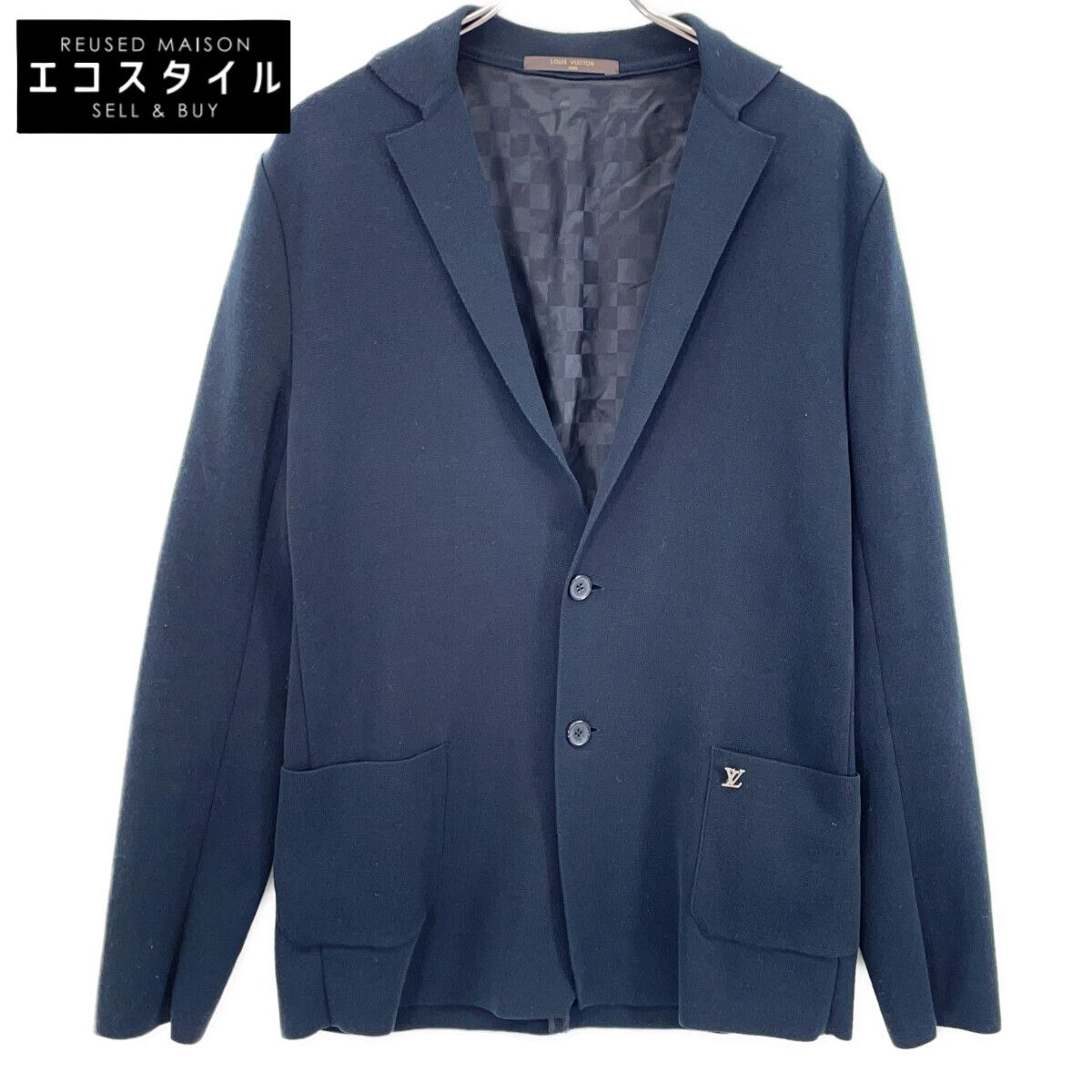 LOUIS VUITTON　ルイヴィトン　RM121M H1KN47MS7 12SS ブラック LVロゴ 2Bニットテーラードジャケット　M