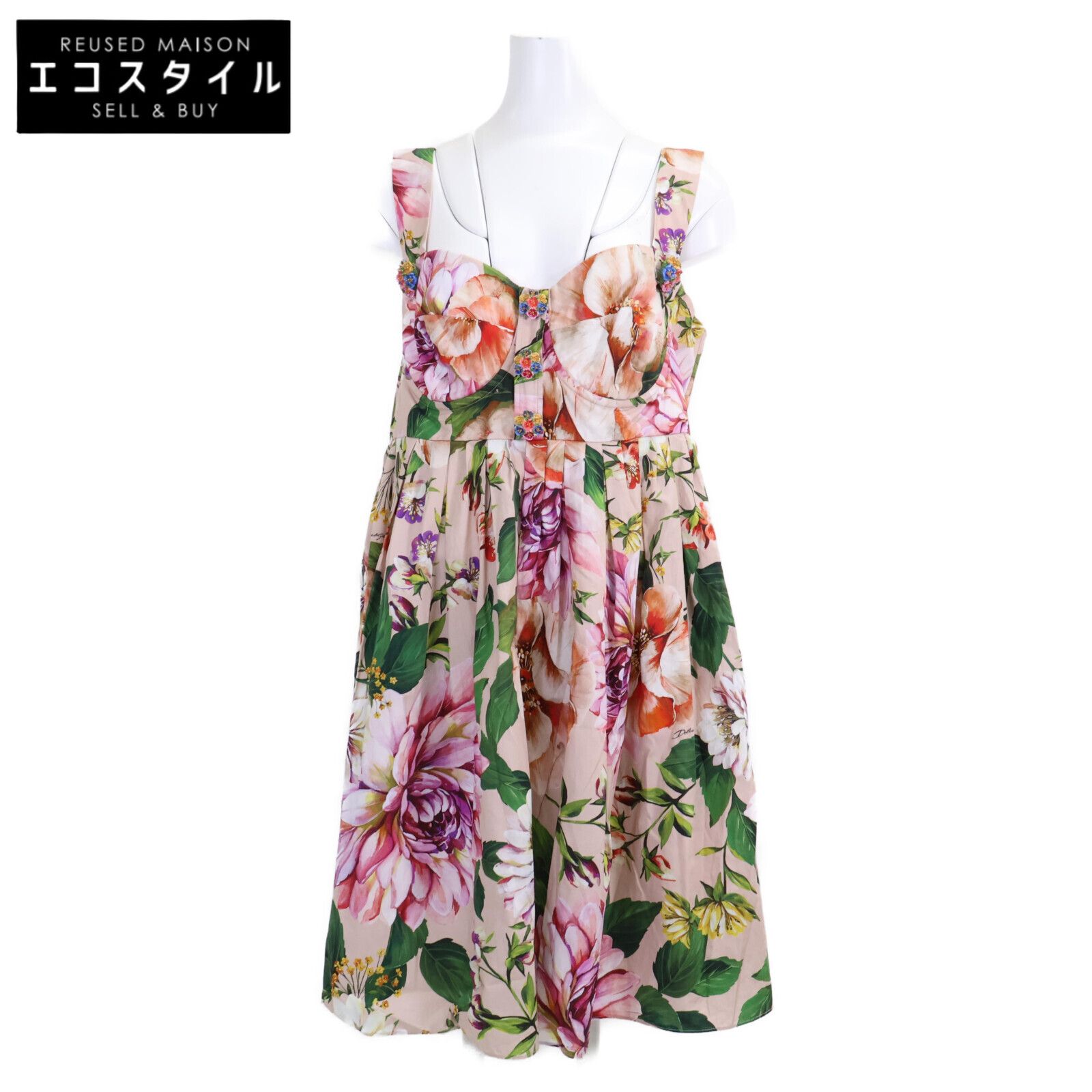 DOLCE&GABBANA　ドルチェアンドガッバーナ　【美品/国内正規】F610WT/HS5F8 フローラル フラワーボタン キャミソール　50