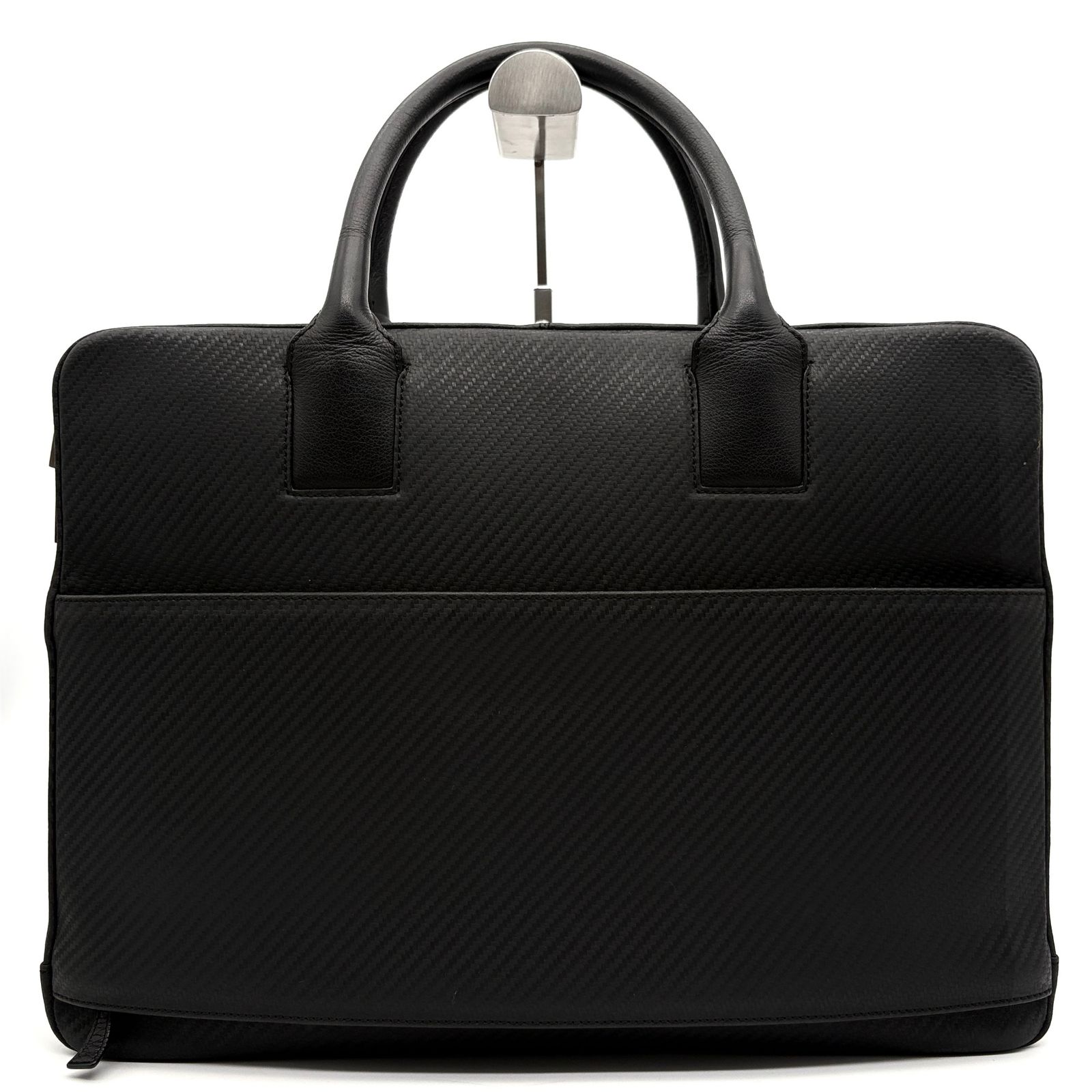 極美品 ダンヒル dunhill シャーシ ビジネスバッグ ブリーフケース 書類かばん ブラック 黒 カーボン調 レザー 本革 A4収納 PC収納 通勤 出張 ビジネス 父の日 夏のボーナス クールビズ