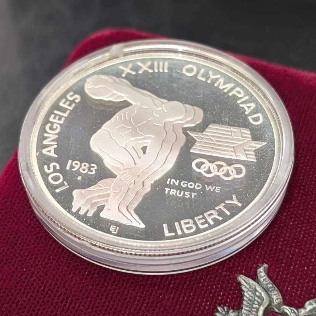豊】希少 1983年 ロサンゼルス 五輪記念 1ドル銀貨 プルーフ 銀900