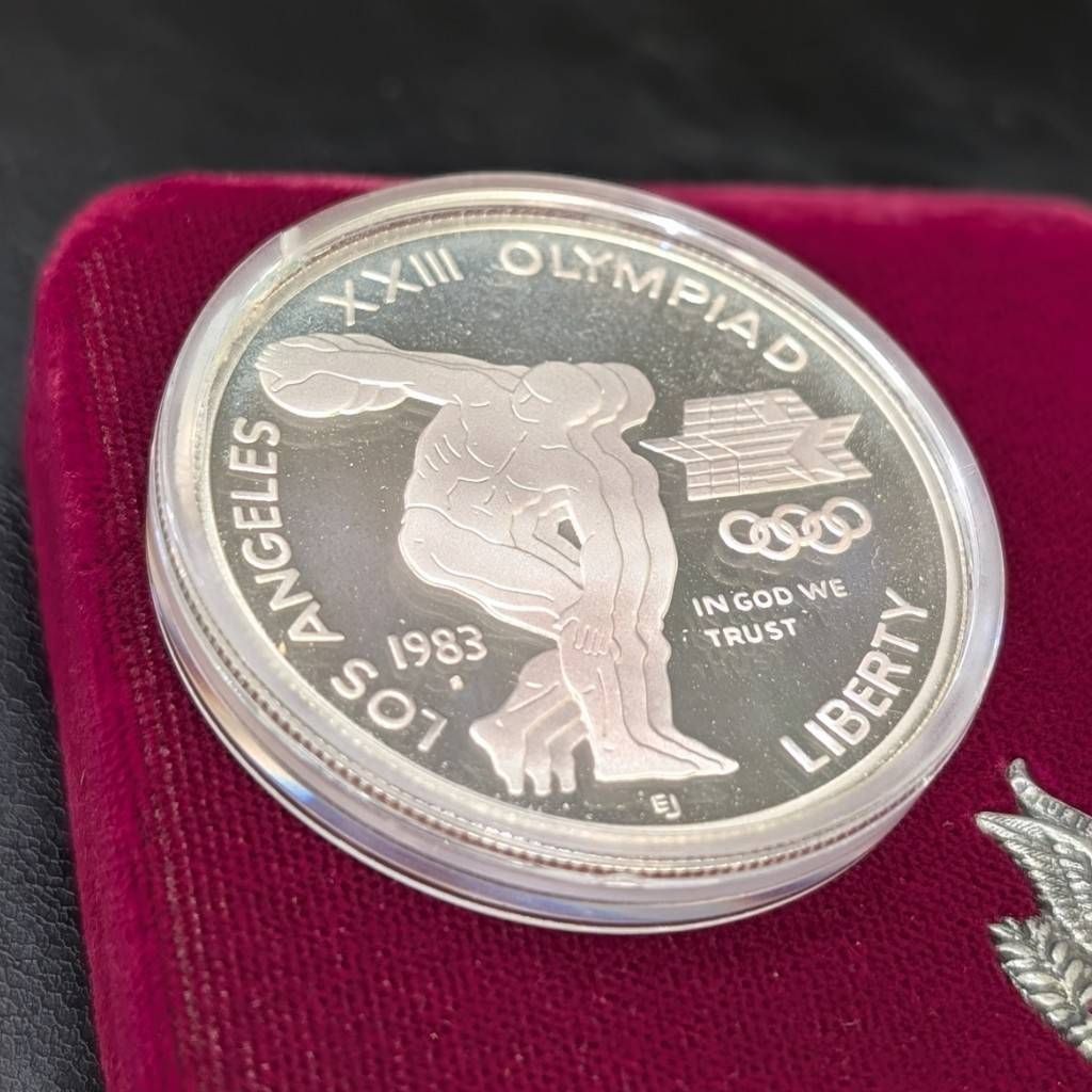 豊】希少 1983年 ロサンゼルス 五輪記念 1ドル銀貨 プルーフ 銀900