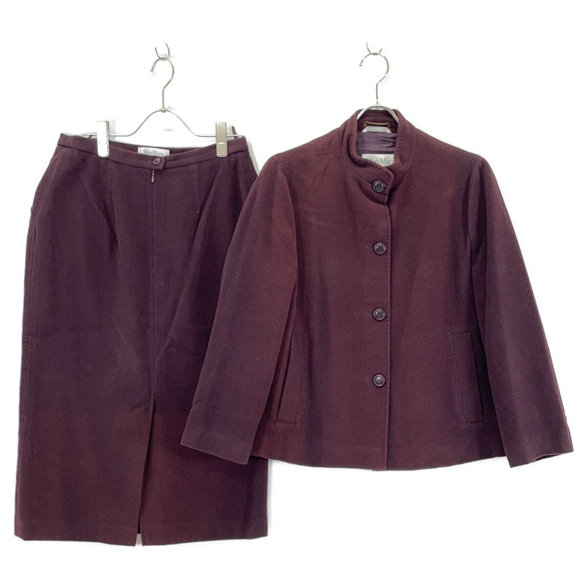 Max Mara マックスマーラ アンゴラ ワインレッド 白タグ セットアップ 42 Max Mara マックスマーラ アンゴラ ワインレッド 白タグ セットアップ 42