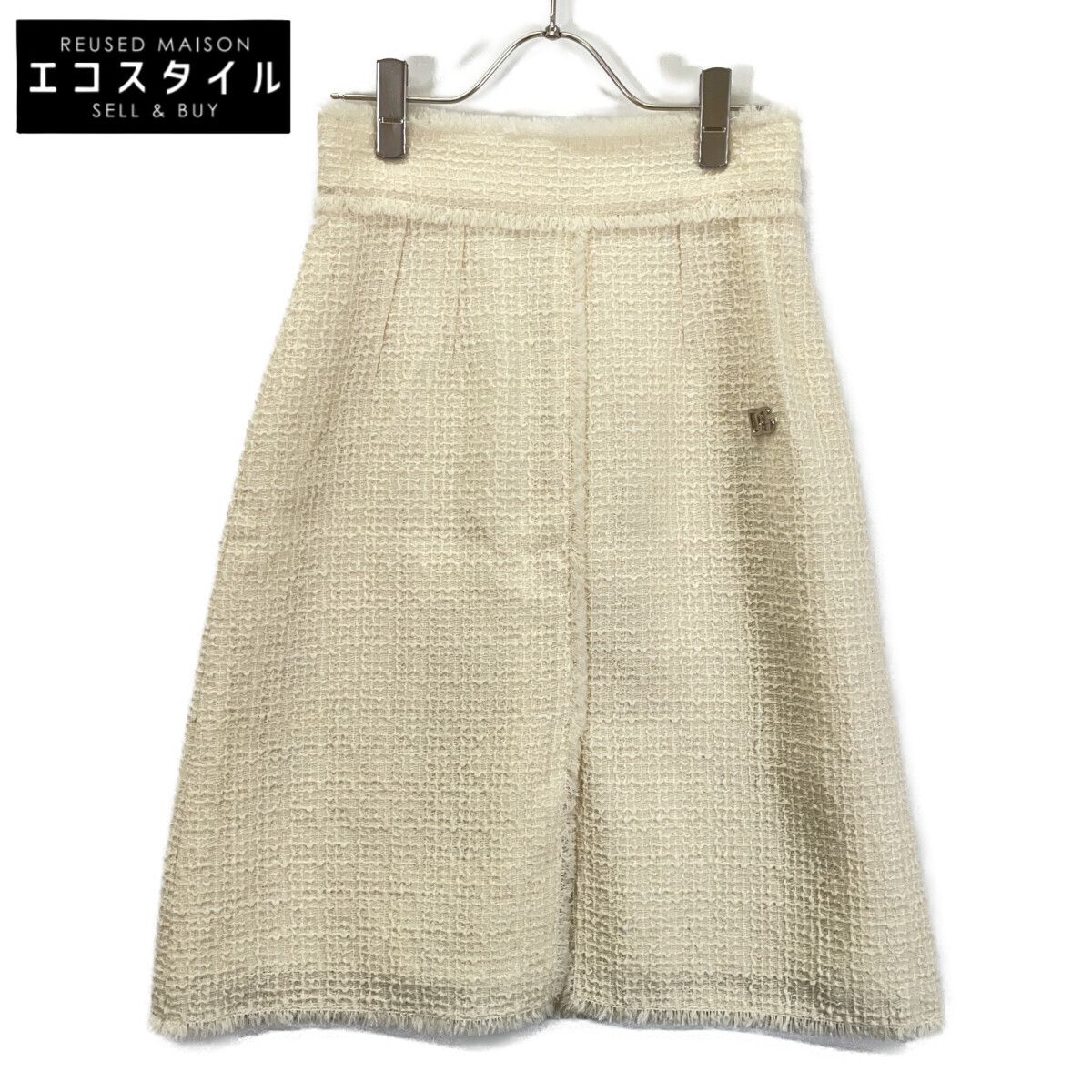 DOLCE&GABBANA　ドルチェアンドガッバーナ　ホワイト SK F4CJHT GDCAW H ツイード DG金具 スカート　40