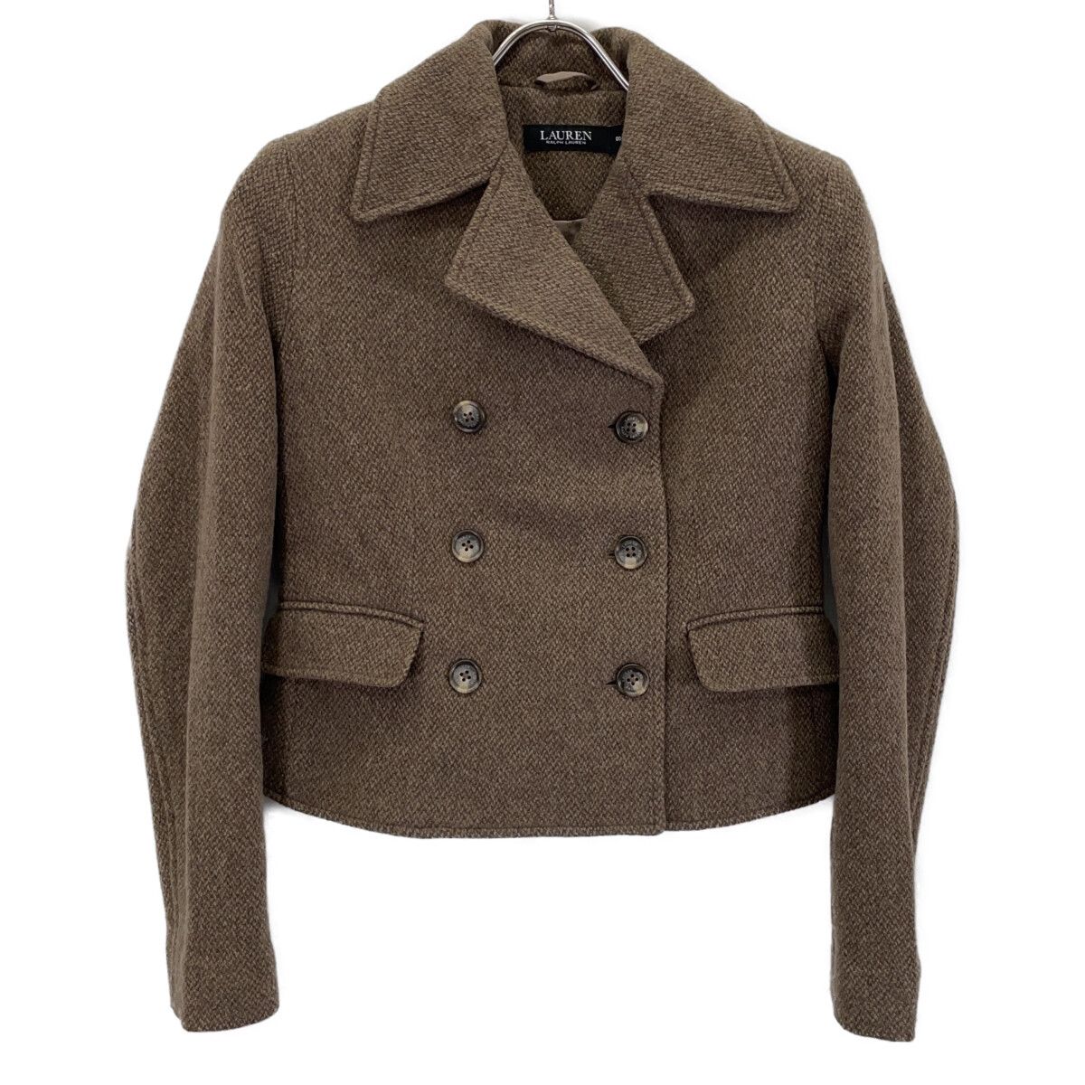LAUREN RALPH LAUREN ローレン ラルフローレン ブラウン ダブルブレステッド ヘリンボーン コート 00 LAUREN RALPH LAUREN ローレン ラルフローレン ブラウン ダブルブレステッド ヘリンボーン コート 00