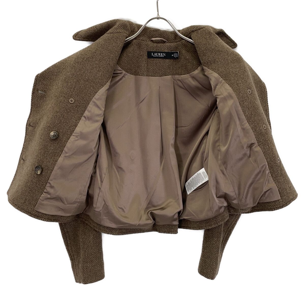 LAUREN RALPH LAUREN ローレン ラルフローレン ブラウン ダブルブレステッド ヘリンボーン コート 00 LAUREN RALPH LAUREN ローレン ラルフローレン ブラウン ダブルブレステッド ヘリンボーン コート 00