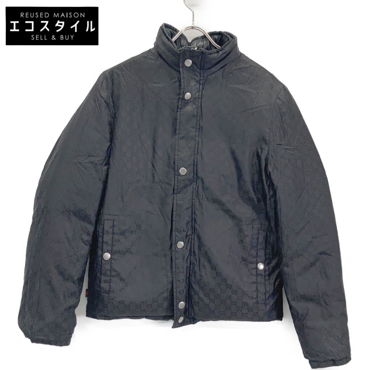GUCCI　グッチ　185390 ブラック GG柄 リバーシブル ダウンジャケット　46