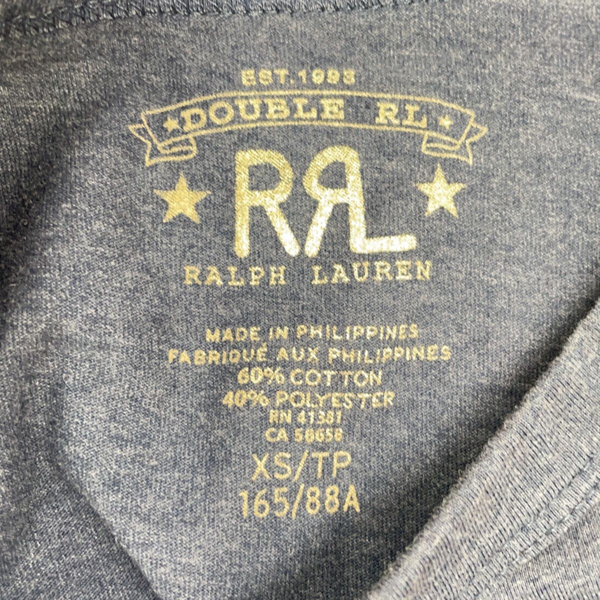 RRL　ダブルアールエル　782857066001 ネイビー コットンブレンド 製品染め グラフィックショートスリーブカットソー　XS