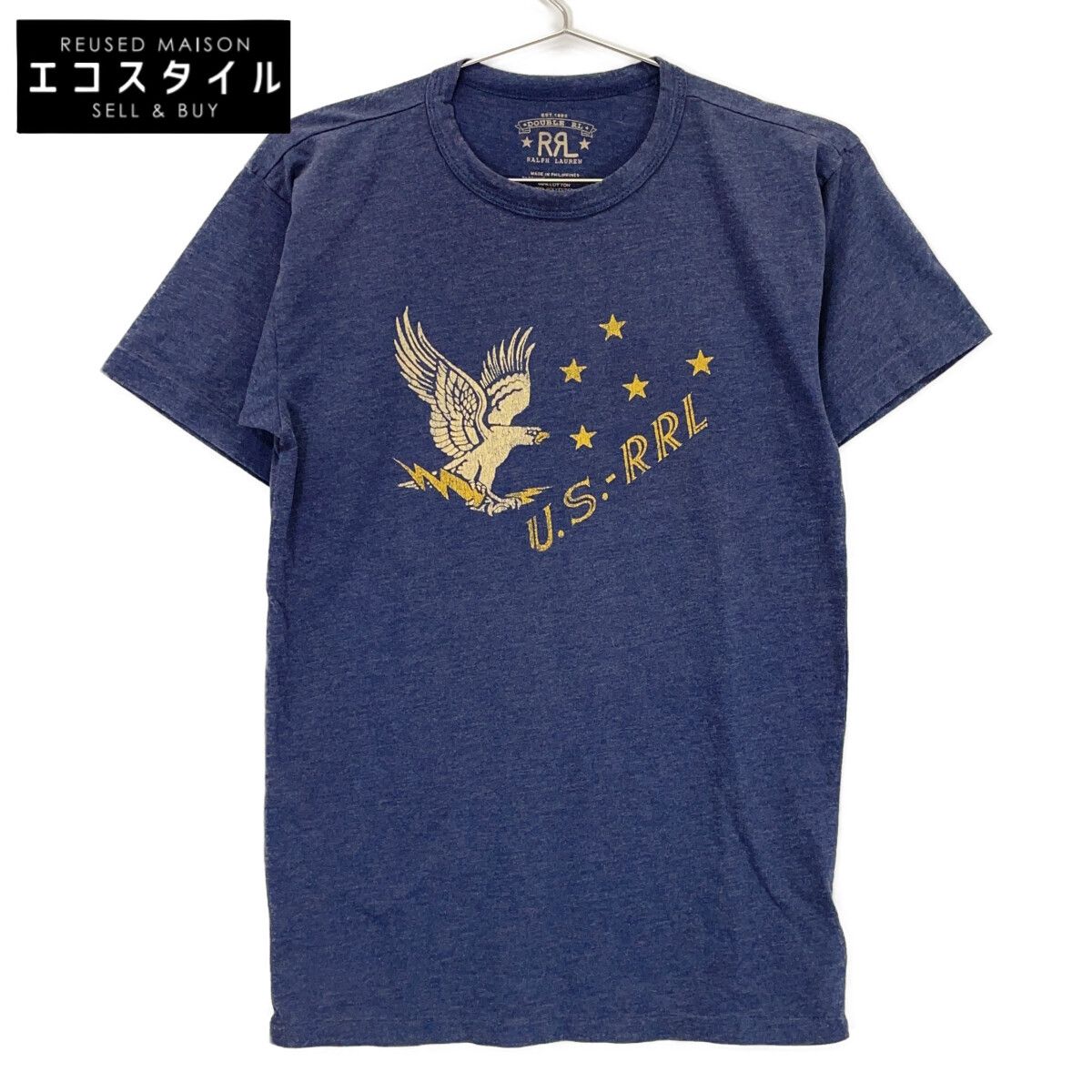 RRL　ダブルアールエル　782857066001 ネイビー コットンブレンド 製品染め グラフィックショートスリーブカットソー　XS