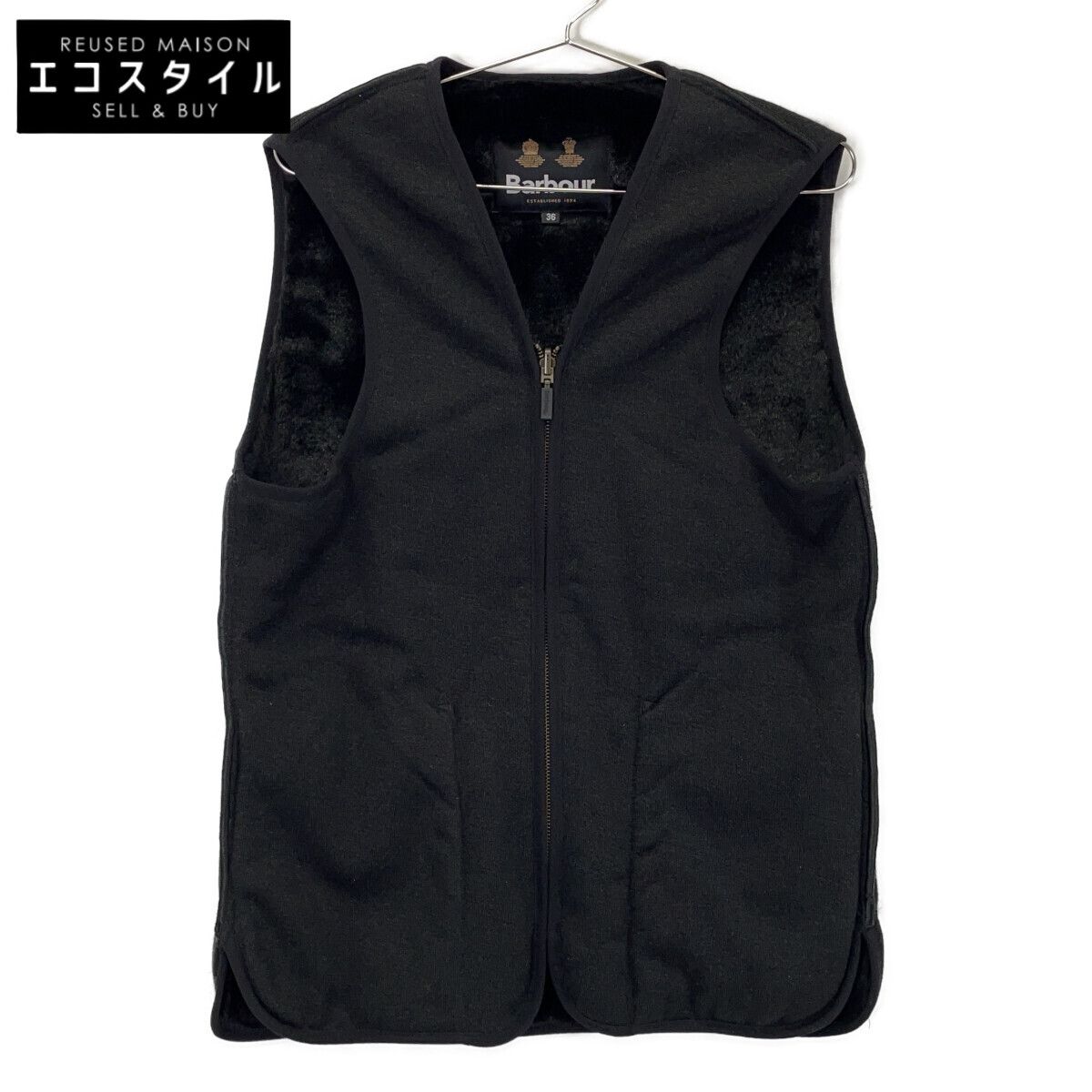 Barbour　バブアー　232MLI0035 ブラック フロントジップ ファー ライナー ベスト スリム フィット　36