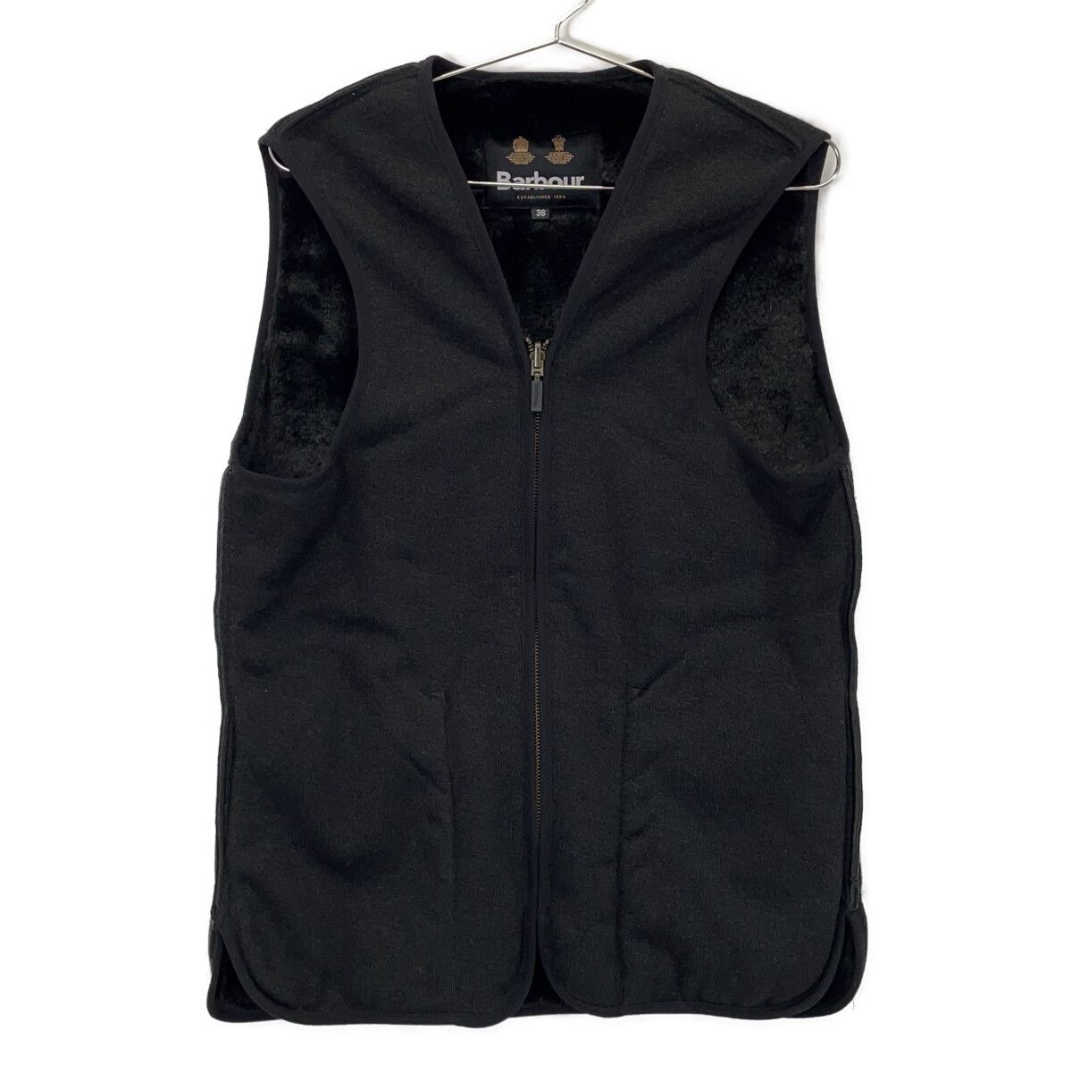 Barbour　バブアー　232MLI0035 ブラック フロントジップ ファー ライナー ベスト スリム フィット　36