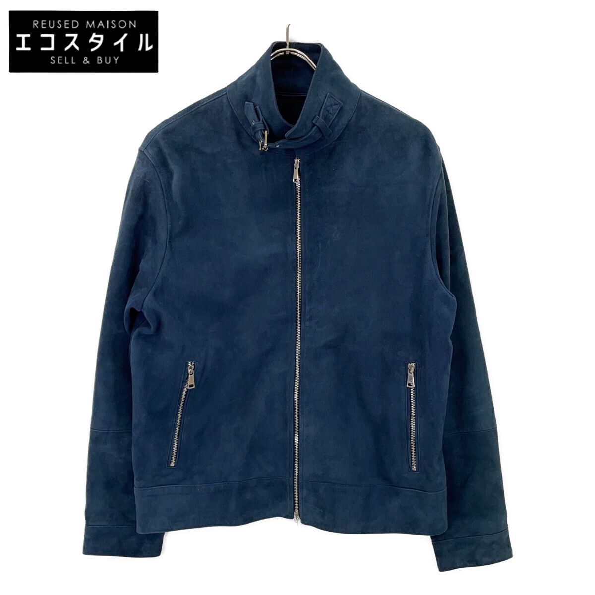 L'EDELLI レデッリ ネイビー ブルー ラム スエードレザー ライダース ジャケット 46