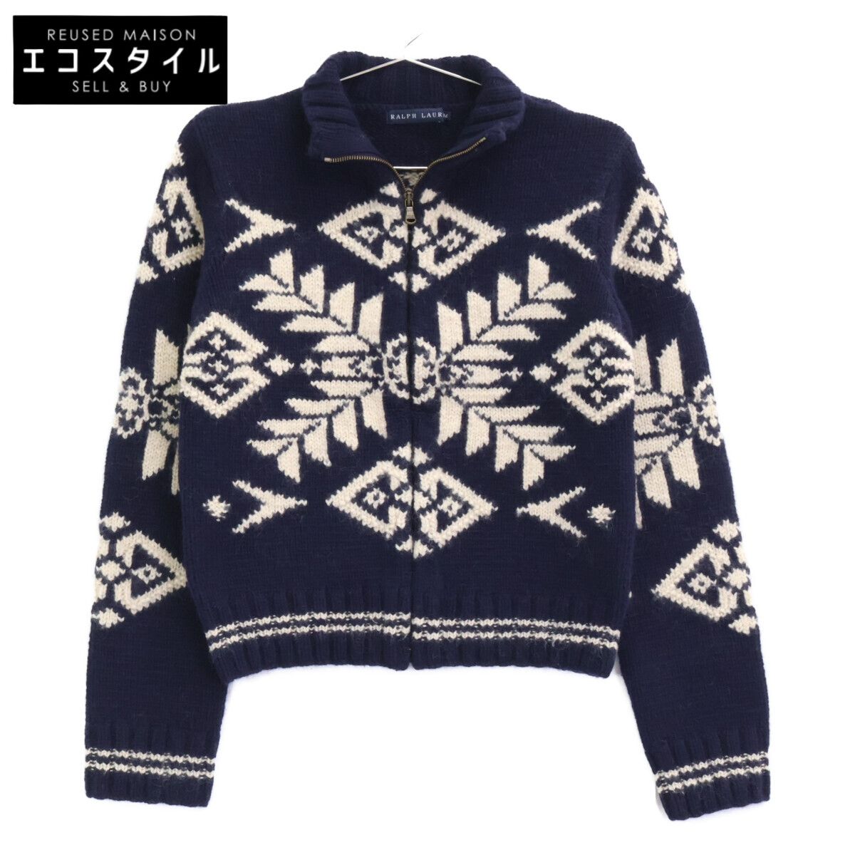 Ralph Lauren ラルフローレン ネイビー ノルディック ジップアップ ニット M