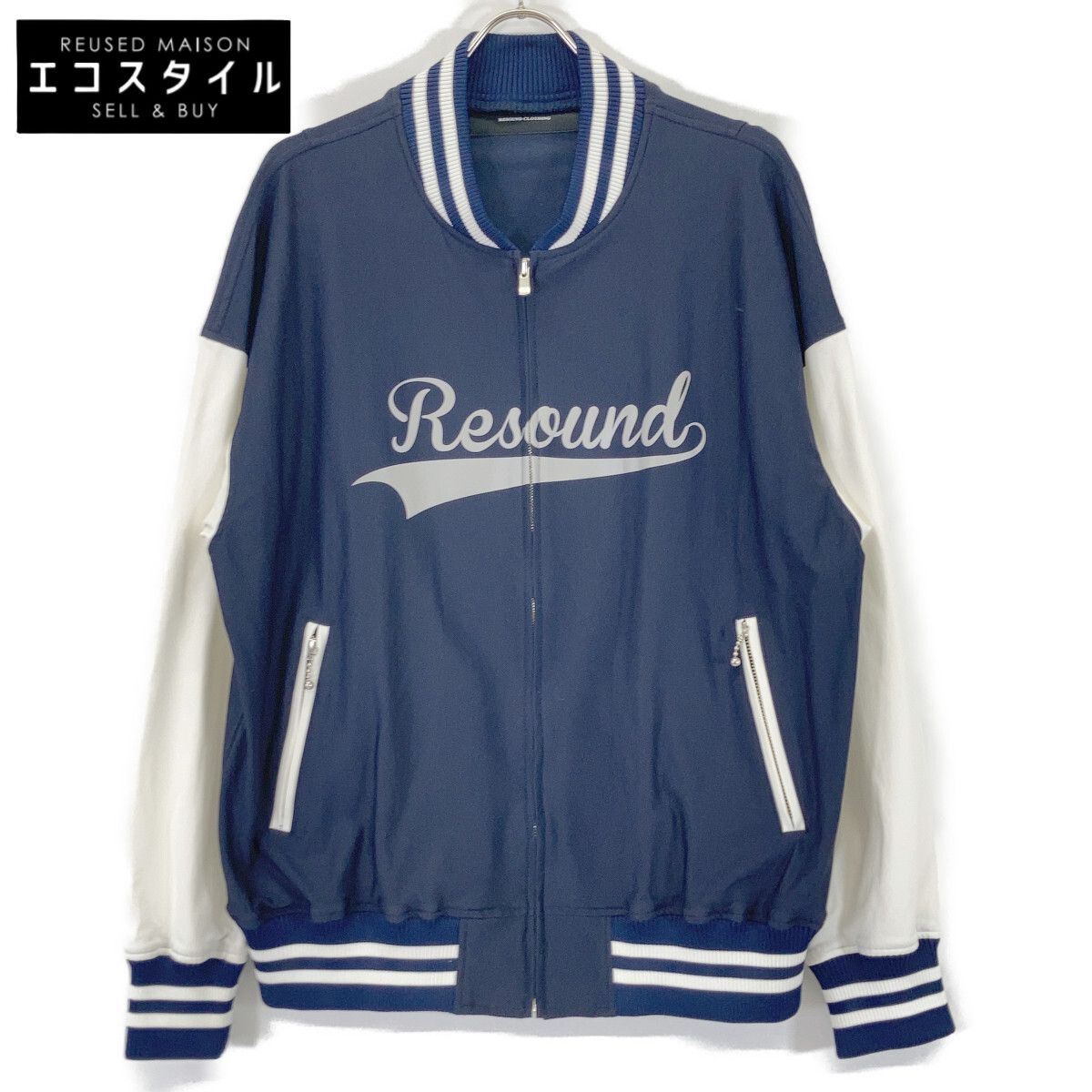 RESOUND CLOTHING　リサウンドクロージング　RC26-C-010 ネイビー BB ROGO HEAT VARSITY JACKET　2