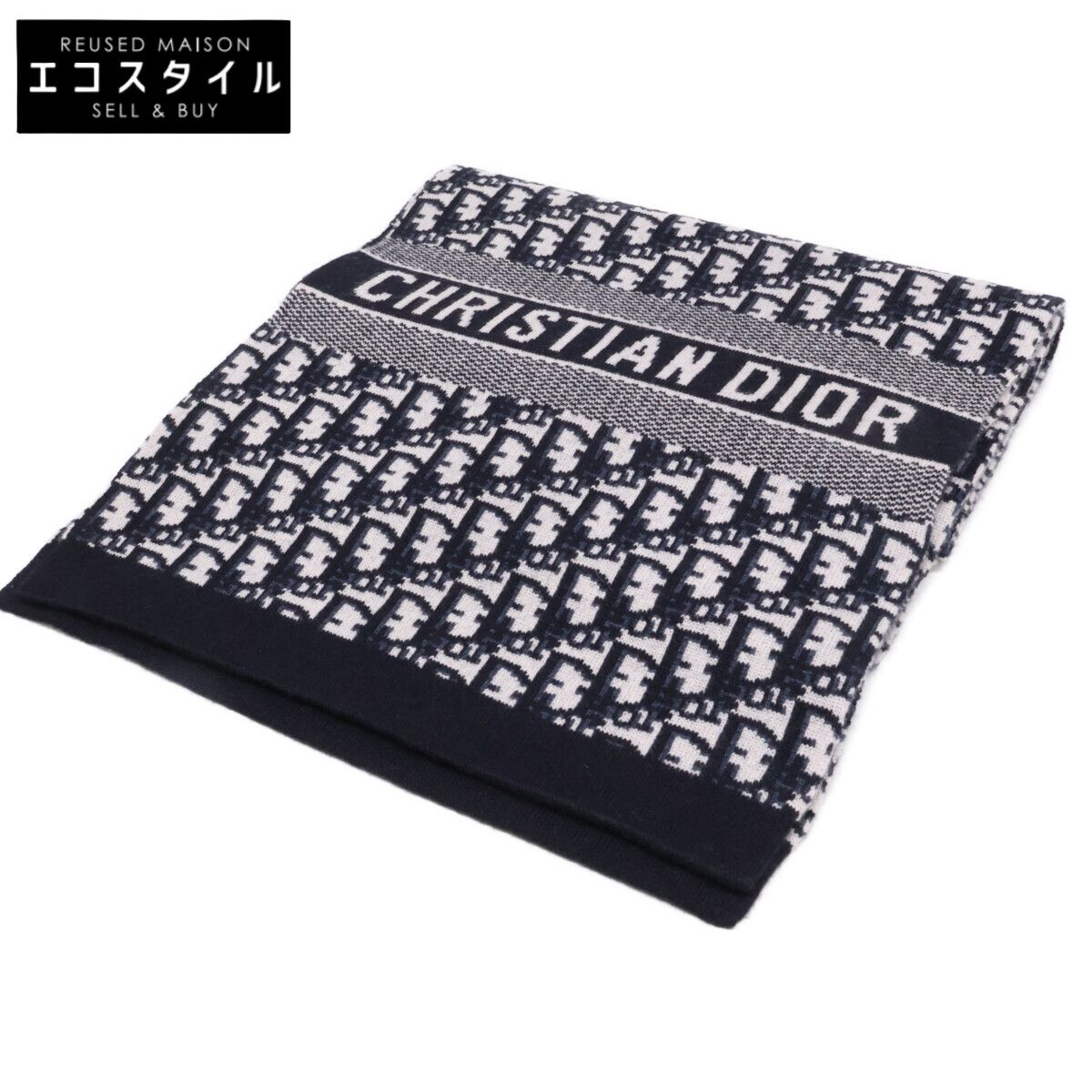 Christian Dior　クリスチャンディオール　国内正規 15DOB201I099 カシミヤ混 オブリーク柄 マフラー　-