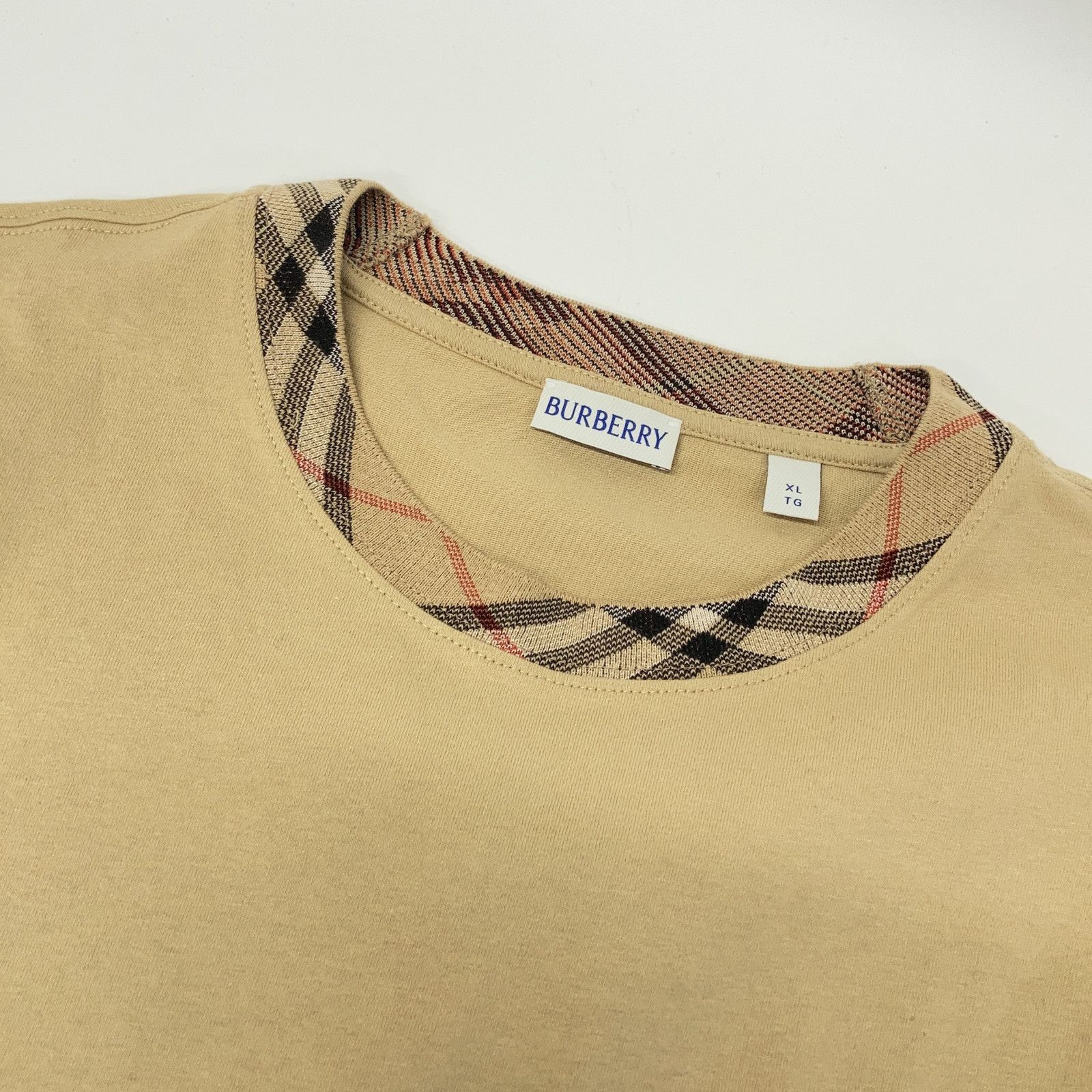 BURBERRY バーバリー 8112803 25SS ベージュ S/SチェックトリムTシャツ XL BURBERRY バーバリー 8112803 25SS ベージュ S/SチェックトリムTシャツ XL