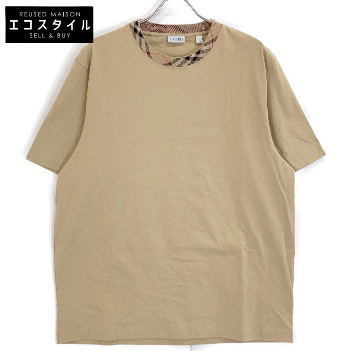BURBERRY　バーバリー　8112803 25SS ベージュ S/SチェックトリムTシャツ　XL