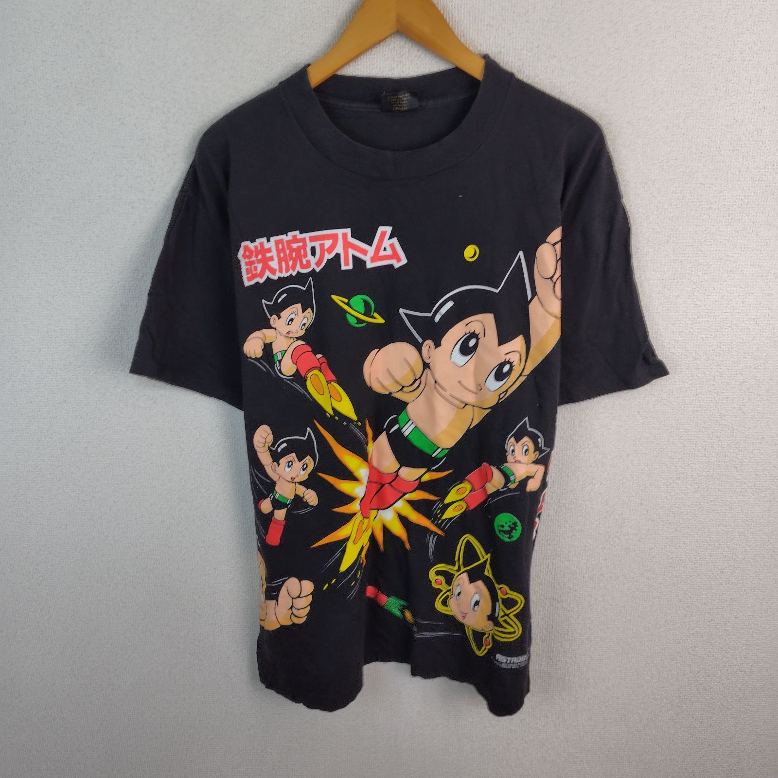 Astro Boy 鉄腕アトム 半袖Tシャツ 90s 全面プリント キャラクター ブラック L メンズ 古着 アメカジ ナード系