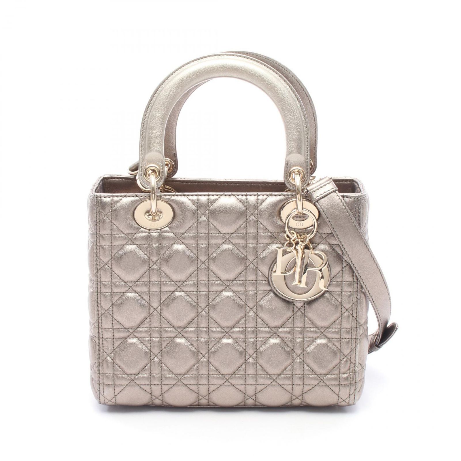 Dior ディオール LADY DIOR レディディオール メタリック 2WAY ハンドバッグ
