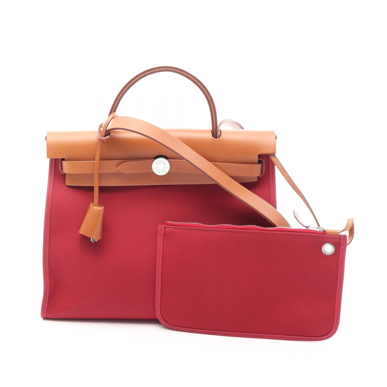 HERMES エルメス エールバッグジップPM ルビー ナチュラル 2WAY ハンドバッグ