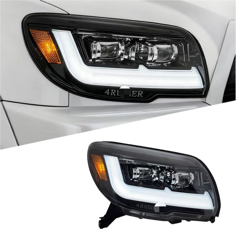 【送料無料】トヨタ Toyota 4ランナー 4Runner 2006-2013 用 ヘッドライト 一対 LEDデイライト プロジェクターレンズ フロントライト 外装 ドレスアップ 視認性向上 ABS 交換用 左右セット 明るい印象 スタイリッシュ