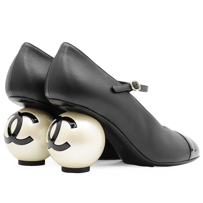 CHANEL シルバー ブラック メリージェーンシューズ 新品同様】CHANEL シャネル メリージェーンパンプス サイズ 37C