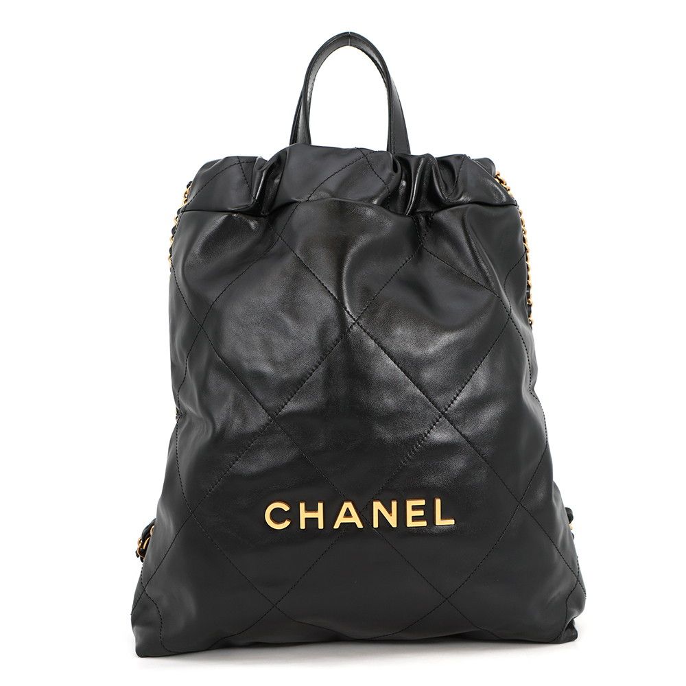 シャネル リュック シャネル22 バックパック スモール シャイニーカーフスキン AS3859 CHANEL バッグ 黒