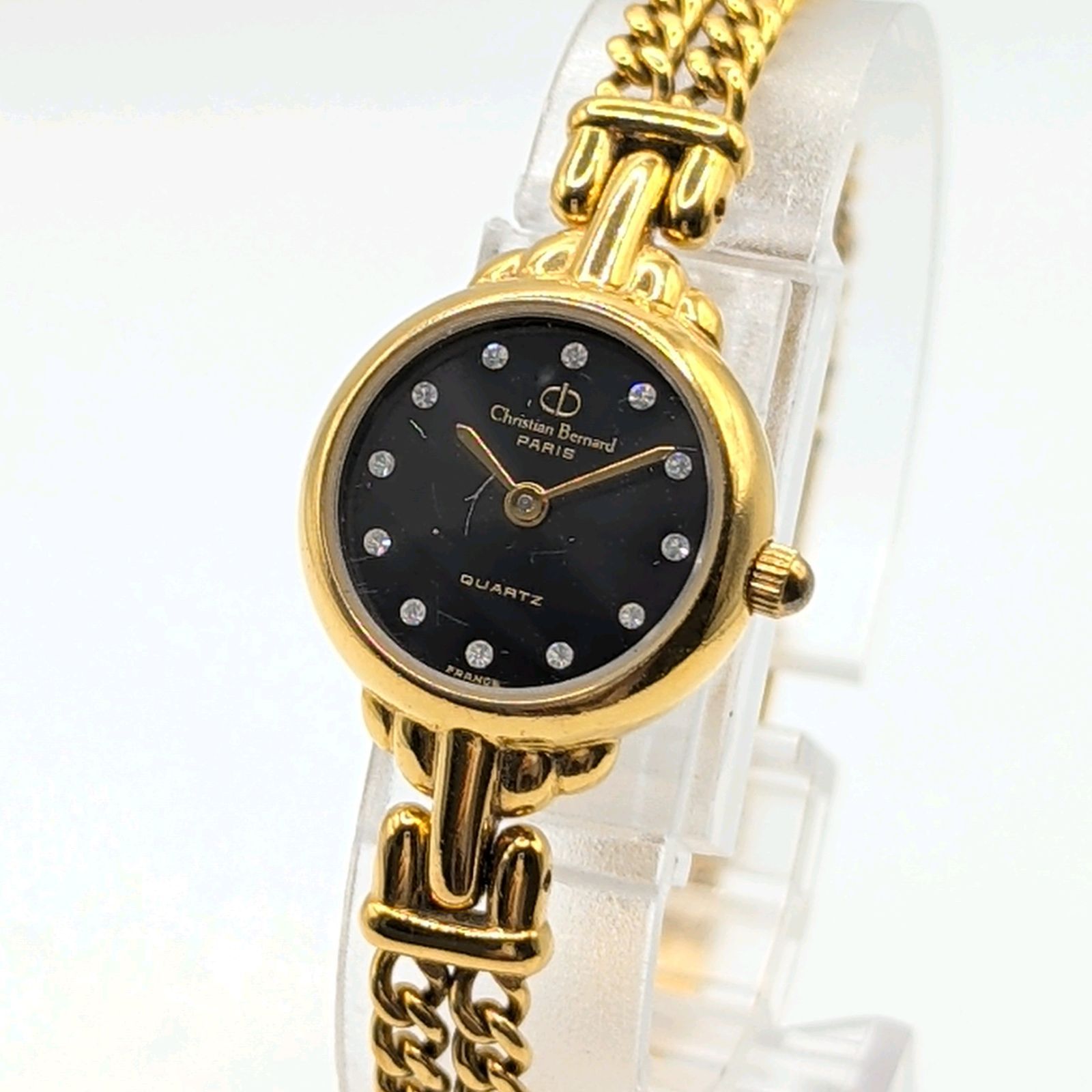 Christian Bernard 腕時計 ゴールド クォーツ Christian Bernard Watch Quartz Ladies Round Gold Black dial Y2K