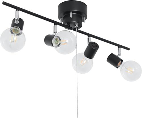 シーリングライト 4灯 スポットライト 天井照明 E26 LED電球対応 【電球別売】 角度調節 折り畳み可 吊り下げ照明 インテリアライト おしゃれ リビング 照明器具 黒(沖縄・離島の方不可) 9a9603e0