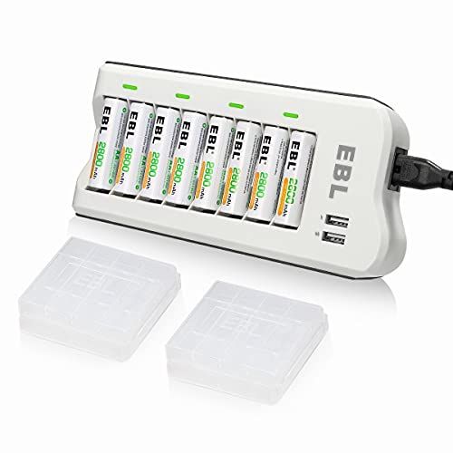 EBL 単3充電池充電器セット 8スロット充電器+単三充電池（2800mAh*8）セット 単3/単4電池 充電式 ニッケル水素/ニカド充電池に対応(沖縄・離島の方不可) 0532bfba